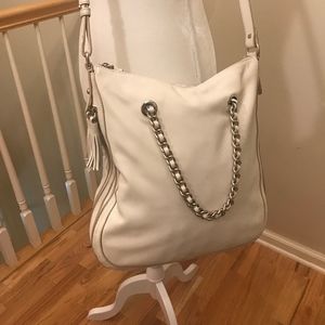 GILI Leather Expanding Crossbody Bag w/ Zip Top.